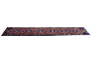 Rust & Navy Tribal 2'5X14 Indo-Joshaghan Oriental Runner Rug