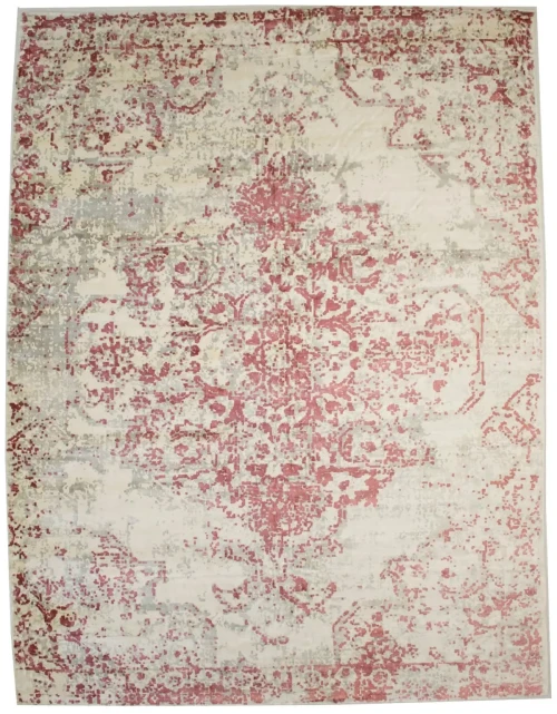 Distressed Floral Modern 9X12 Hand-Loomed Rug