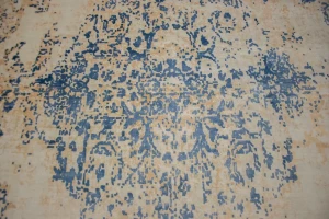 Blue Distressed Floral Modern 9X9 Hand-Loomed Square Rug