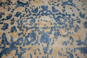 Blue Distressed Floral Modern 9X9 Hand-Loomed Square Rug