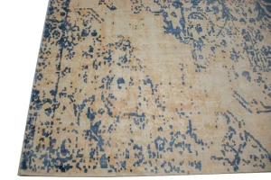 Blue Distressed Floral Modern 9X9 Hand-Loomed Square Rug