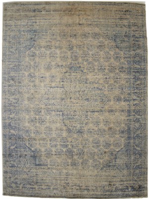 Blue-gray Distressed Floral Modern 9X12 Hand-Loomed Rug