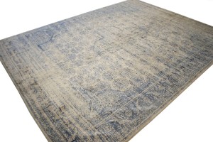 Blue-gray Distressed Floral Modern 9X12 Hand-Loomed Rug