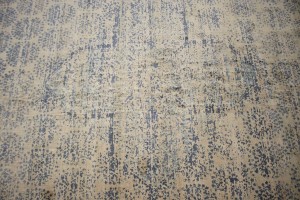 Blue-gray Distressed Floral Modern 9X12 Hand-Loomed Rug