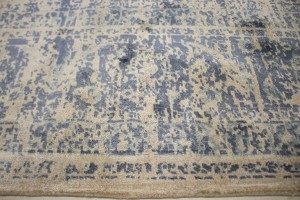 Blue-gray Distressed Floral Modern 9X12 Hand-Loomed Rug