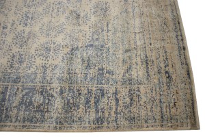 Blue-gray Distressed Floral Modern 9X12 Hand-Loomed Rug