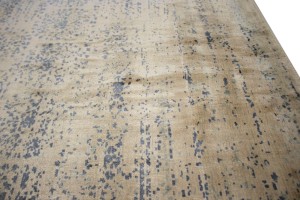 Blue-gray Distressed Floral Modern 9X12 Hand-Loomed Rug