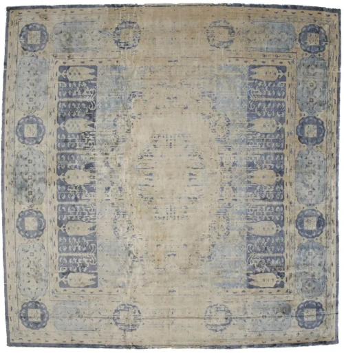 Distressed Floral Modern 9X9 Hand-Loomed Square Rug