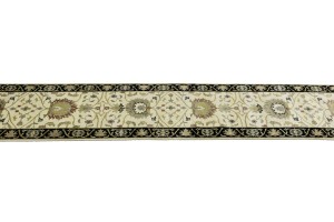 Cream Floral Osh Chobi 2'5X12 Peshawar Oriental Runner Rug