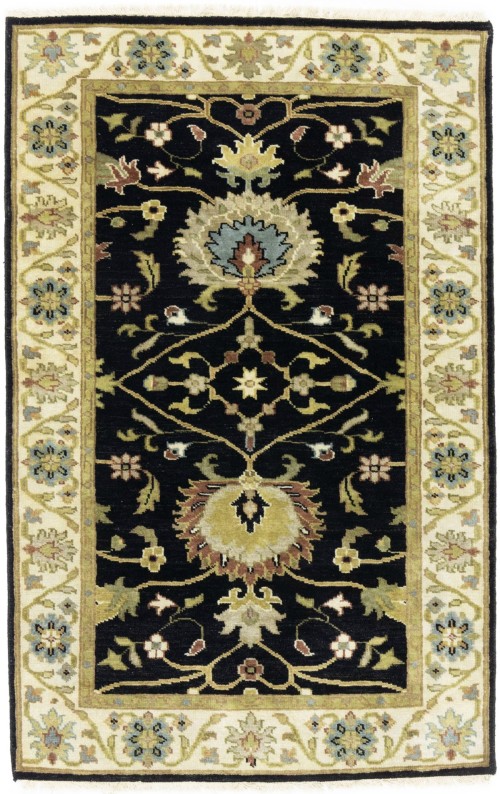 Black Floral Osh Chobi 3X5 Peshawar Oriental Rug