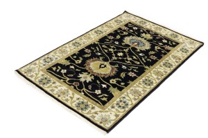 Black Floral Osh Chobi 3X5 Peshawar Oriental Rug