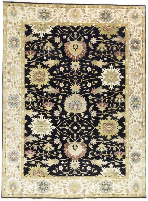 Black Floral Osh Chobi 9X12 Peshawar Oriental Rug