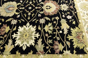 Black Floral Osh Chobi 9X12 Peshawar Oriental Rug