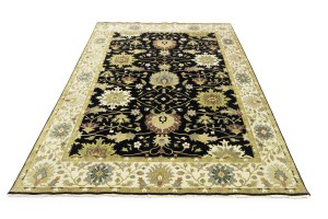 Black Floral Osh Chobi 9X12 Peshawar Oriental Rug