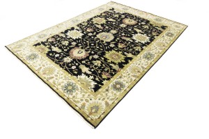 Black Floral Osh Chobi 9X12 Peshawar Oriental Rug