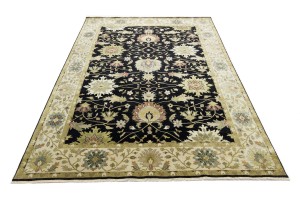 Black Floral Osh Chobi 9X12 Peshawar Oriental Rug