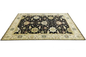 Black Floral Osh Chobi 9X12 Peshawar Oriental Rug