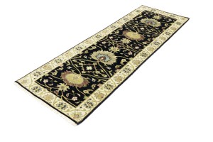 Black Floral Osh Chobi 3X8 Peshawar Oriental Runner Rug