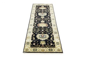 Black Floral Osh Chobi 3X8 Peshawar Oriental Runner Rug