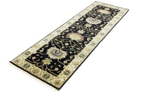 Black Floral Osh Chobi 3X8 Peshawar Oriental Runner Rug