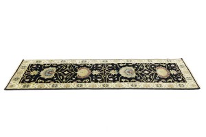 Black Floral Osh Chobi 3X8 Peshawar Oriental Runner Rug