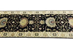 Black Floral Osh Chobi 3X8 Peshawar Oriental Runner Rug