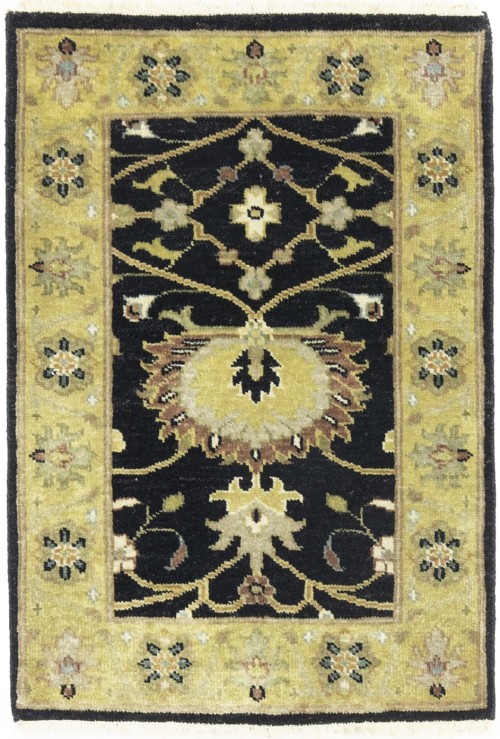 Black Floral Osh Chobi 2X3 Peshawar Oriental Rug