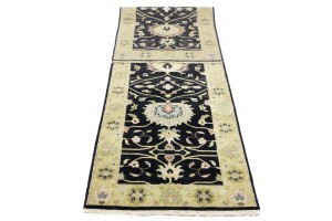 Black Floral Osh Chobi 3X10 Peshawar Oriental Runner Rug