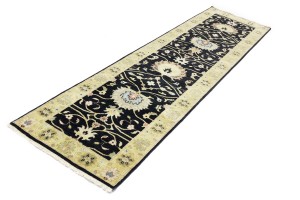 Black Floral Osh Chobi 3X10 Peshawar Oriental Runner Rug