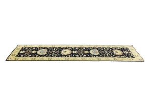Black Floral Osh Chobi 3X10 Peshawar Oriental Runner Rug