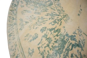 Distressed Floral Modern Green 9X9 Hand-Loomed Round Rug
