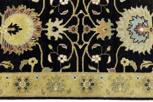 Black Floral Osh Chobi 3X10 Peshawar Oriental Runner Rug