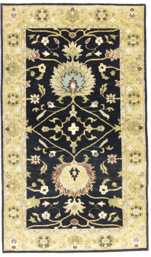 Black Floral Osh Chobi 3X5 Peshawar Oriental Rug