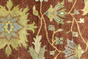 Rust Floral Osh Chobi 9X12 Peshawar Oriental Rug