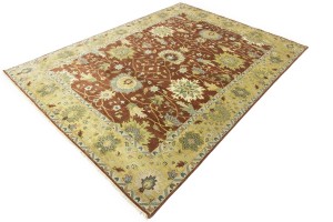 Rust Floral Osh Chobi 9X12 Peshawar Oriental Rug