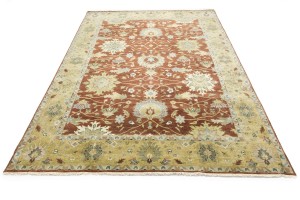 Rust Floral Osh Chobi 9X12 Peshawar Oriental Rug