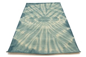 Dark Teal Tie-Dye 5X8 Hand-Tufted Modern Rug
