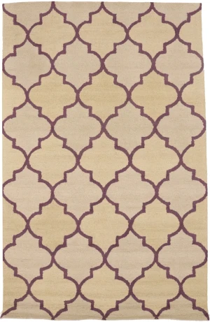 Cream & Purple Trellis 5X8 Hand-Tufted Modern Rug
