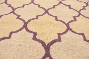 Cream & Purple Trellis 5X8 Hand-Tufted Modern Rug