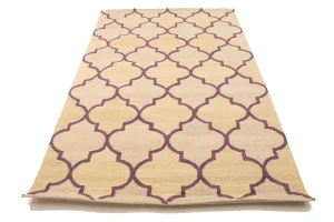 Cream & Purple Trellis 5X8 Hand-Tufted Modern Rug