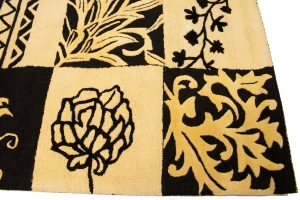 Cream & Black Floral 5X8 Hand-Tufted Modern Rug