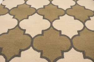 Cream & Beige Trellis 5X8 Hand-Tufted Modern Rug