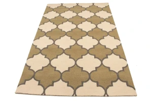 Cream & Beige Trellis 5X8 Hand-Tufted Modern Rug