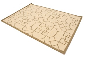 Cream & Brown Geometric 5X8 Hand-Tufted Modern Rug