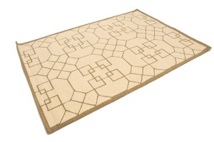 Cream & Brown Geometric 5X8 Hand-Tufted Modern Rug
