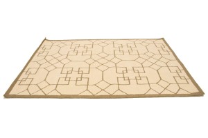 Cream & Brown Geometric 5X8 Hand-Tufted Modern Rug
