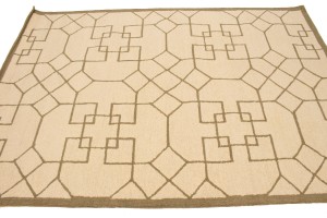 Cream & Brown Geometric 5X8 Hand-Tufted Modern Rug