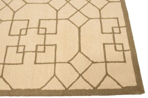Cream & Brown Geometric 5X8 Hand-Tufted Modern Rug