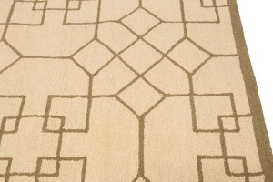 Cream & Brown Geometric 5X8 Hand-Tufted Modern Rug