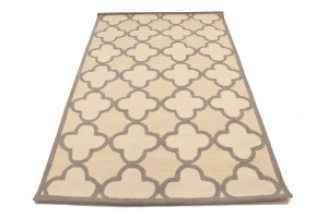 Cream & Tan Trellis 5X8 Hand-Tufted Modern Rug